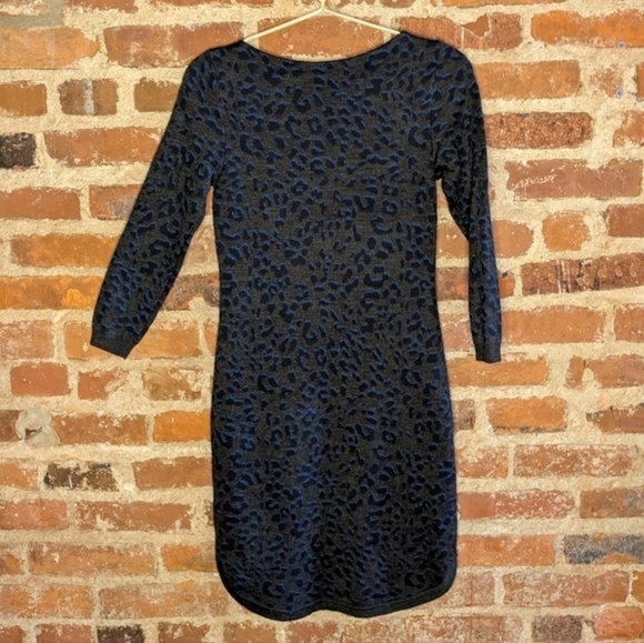 Loft XXSP Gray & Blue Animal Print Fitted Petite‎ Sweater Dress - Picture 7 of 11